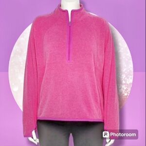 NWT XXL Quarter Zip Mock Neck Fleece Pull Over Top w Kangaroo Pocket